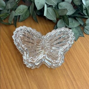 Vintage Zajecar Lead Crystal Butterfly Trinket Box Made In Yugoslavia 1970’s